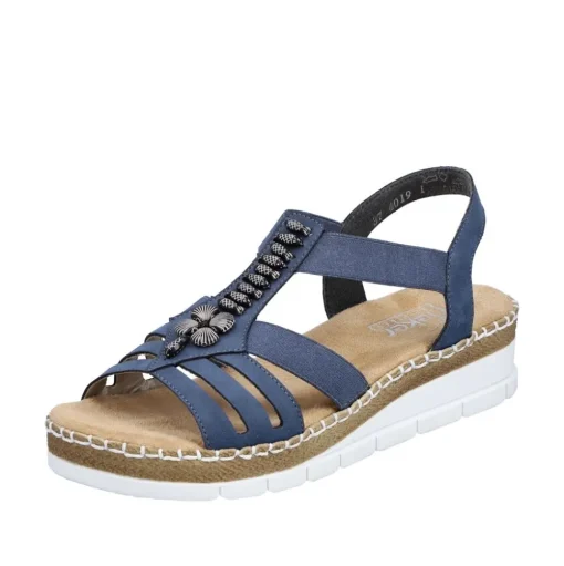 Rieker Keilsandalette blau Schlupf S14 V1206-14