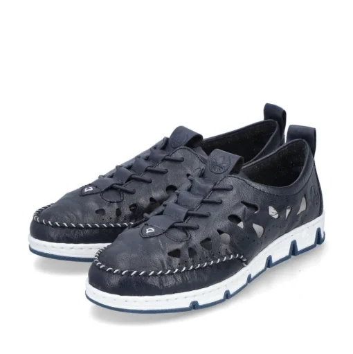 Rieker Slipper Barfußgefühl Glattleder blau S14 49956-14