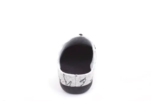 s`knöpfli Damen Hausschuh Pantolette Katzenmotiv Wechselfußbett grau S22 Z27587P