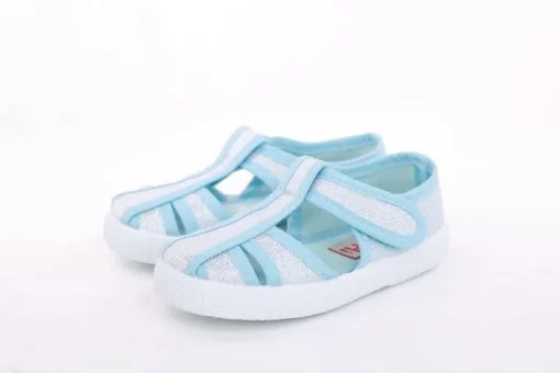 s`knöpfli Kinder Hausschuh Mädchen Glitzer- Effekt blau S13 V28970