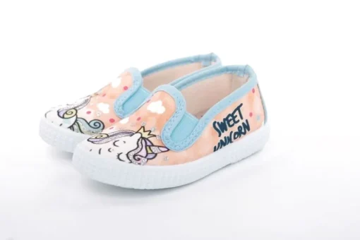 s`knöpfli Kinder Hausschuh Schlupfschuh Mädchen Einhorn- Motiv orange S13 V28851