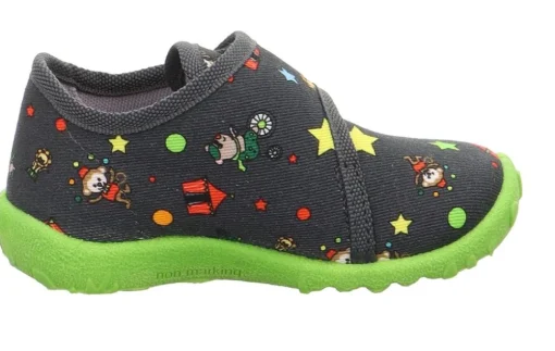 superfit Hausschuh mit Klettverschluss SPOTTY grau/mehrfarbig S23  1-009246-2070