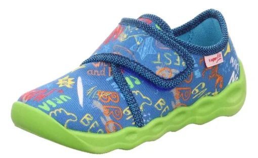 superfit Kinder Hausschuh BUBBLE Klettverschluss BLAU 1-006273-8000