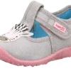 superfit Kinder Hausschuh SPOTTY Klettverschluss GRAU mit ZEBRA 1-009256-2030