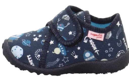 superfit Kinder Hausschuh SPOTTY Klettverschluss DUNKELBLAU 1-009246-8120