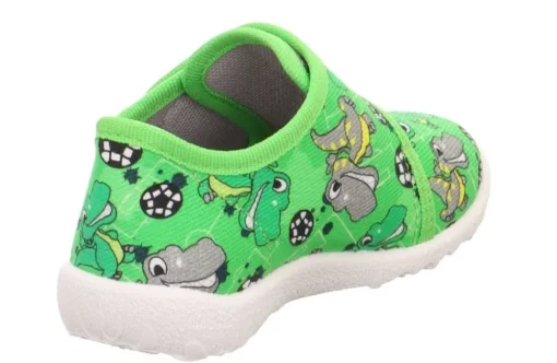 superfit SPOTTY - Grün/Mehrfarbig Hausschuh mit Klettverschluss Dino, Fußball S13 1-009246-7010