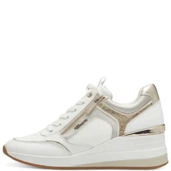 Tamaris Sneaker Keilabsatz Strassapplikationen Wechselfußbett weiß S14 1-23703-41